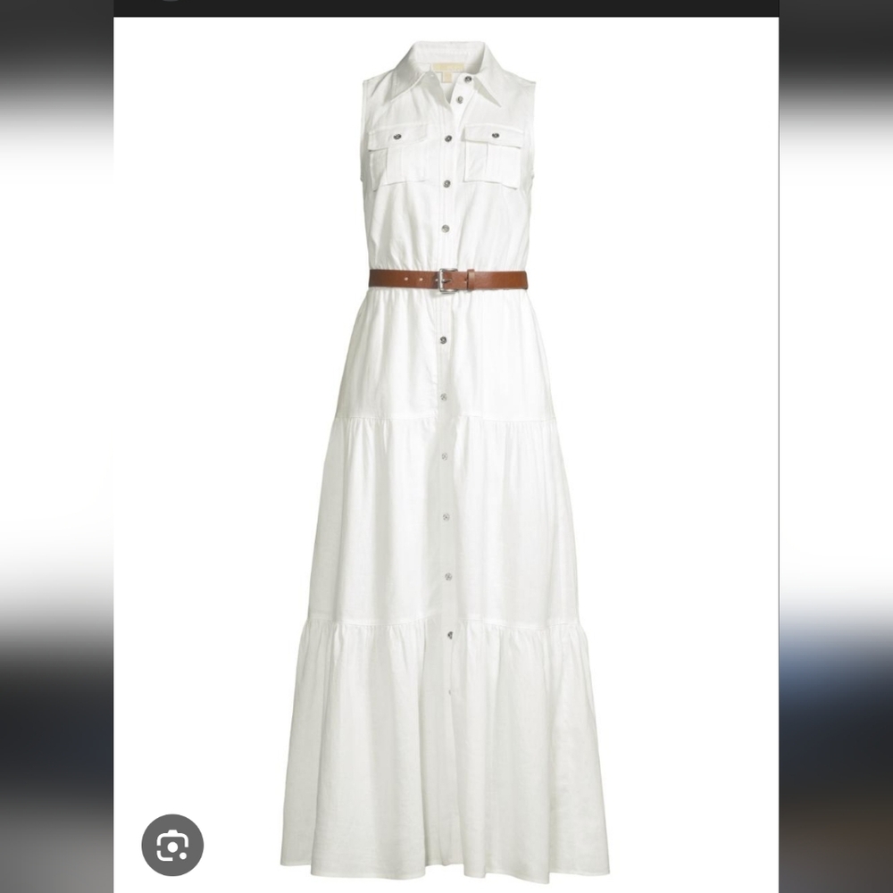 Michael Kors White Slub Shirt Dress